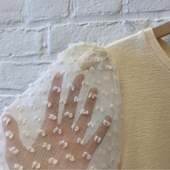 Anthropologie || Maeve Woven Puff-Sleeve Top Ivory Medium - Picture 3 of 8